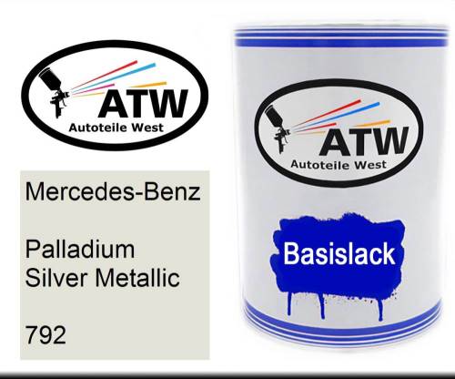 Mercedes-Benz, Palladium Silver Metallic, 792: 500ml Lackdose, von ATW Autoteile West.